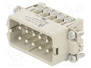 Connector: HDC; male; PIN: 10; size 10A; contact insert; 600V; 16A WIELAND