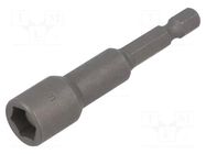 Screwdriver bit; 6-angles socket; HEX 9mm; Overall len: 66mm FELO