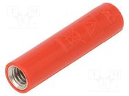 Connector: 4mm banana; socket; 32A; red; nickel plated; screw; 25mm STÄUBLI