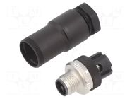 Connector: M12; male; 813; 12A; 63V; IP67; for cable; screw terminal BINDER