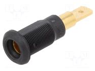 Connector: 4mm banana; socket; 25A; black; gold-plated; soldered STÄUBLI