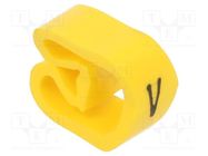 Markers; Marking: V; 8÷16mm; PVC; yellow; -30÷60°C; leaded; PA-3 PARTEX