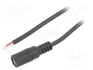 Cable; 2x0.5mm2; wires,DC 5,5/2,5 socket; straight; black; 1.5m BQ CABLE