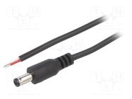 Cable; 2x0.5mm2; wires,DC 5,5/2,5 plug; straight; black; 2m BQ CABLE