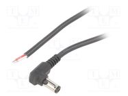 Cable; 2x0.5mm2; wires,DC 5,5/2,5 plug; angled; black; 2m; Core: Cu BQ CABLE