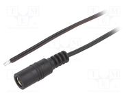 Cable; 2x0.35mm2; wires,DC 5,5/2,1 socket; straight; black; 2m BQ CABLE