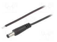 Cable; 2x0.35mm2; wires,DC 5,5/2,1 plug; straight; black; 2m BQ CABLE