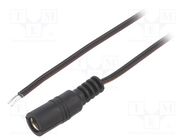 Cable; 2x0.35mm2; wires,DC 5,5/2,5 socket; straight; black; 2m BQ CABLE