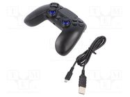 Gamepad; black; Jack 3,5mm,USB B micro; No.of butt: 14; 600mAh GEMBIRD