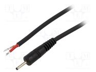 Cable; 1x1mm2; wires,DC 2,35/0,7 plug; straight; black; 0.5m WEST POL