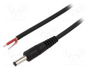 Cable; 1x1mm2; wires,DC 4,0/1,7 plug; straight; black; 0.5m WEST POL