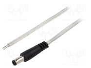 Cable; 2x0.5mm2; wires,DC 5,5/2,5 plug; straight; transparent; 2m BQ CABLE