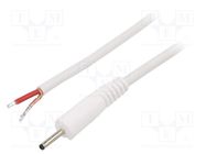 Cable; 1x1mm2; wires,DC 2,35/0,7 plug; straight; white; 1.5m WEST POL