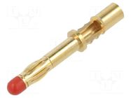 Connector: 4mm banana; plug; 32A; 1kV; gold-plated; soldered STÄUBLI