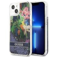 Guess GUHCP13SLFLSB iPhone 13 mini 5.4&quot; blue/blue hardcase Flower Liquid Glitter, Guess