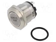Switch: vandal resistant; Pos: 2; SPST-NO; 20A/220VAC; IP40; OFF-ON ONPOW