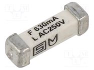 Fuse: fuse; quick blow; 630mA; 250VAC; 125VDC; SMD; ceramic; copper SCHURTER