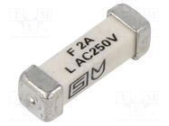 Fuse: fuse; quick blow; 2A; 250VAC; 125VDC; SMD; ceramic; 3x10.1mm SCHURTER