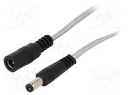 Cable; 2x0.5mm2; DC 5,5/2,1 plug,DC 5,5/2,1 socket; straight BQ CABLE