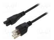 Cable; 3x18AWG; IEC C13 female,NEMA 5-15 (B) plug; PVC; 1.8m LIAN DUNG