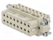 Connector: HDC; female; 16A; 250V; Han® A; PIN: 16; 16+PE; UL94V-0 HARTING