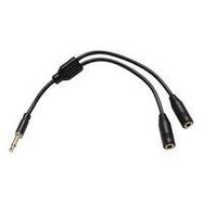 CABLE, 3.5MM MONO PLUG-2 JACK, 6", BLK