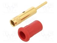 Connector: 4mm banana; socket; 25A; 30VAC; 60VDC; red; gold-plated STÄUBLI