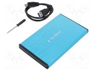 Hard discs housing: 2,5"; USB 3.0; Enclos.mat: aluminium; blue GEMBIRD