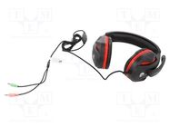 Headphones with microphone; black,red; Jack 3,5mm x2; 2m; 32Ω GEMBIRD