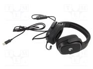 Headphones with microphone; black; Jack 3,5mm,USB A; 2.2m; 32Ω GEMBIRD