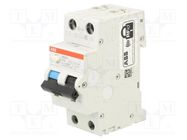 RCBO breaker; Inom: 13A; Ires: 30mA; Poles: 1+N; 230VAC; IP20; DS200 ABB