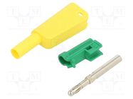 Connector: 4mm banana; 19A; 1kV; yellow-green; 1mm2; nickel plated STÄUBLI