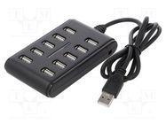 Hub USB; USB A socket x10,USB A plug; USB 2.0; black; 0.8m GEMBIRD