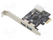 PC extension card: PCIe; USB A socket x2; chipset NEC D720200F1 GEMBIRD