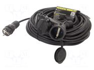 Extension lead; 3x2.5mm2; Sockets: 3; rubber; black; 25m; 16A KEL