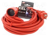 Extension lead; 3x2.5mm2; Sockets: 1; rubber; red; 10m; 16A KEL