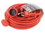 Extension lead; 3x2.5mm2; Sockets: 1; rubber; red; 15m; 16A KEL