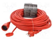 Extension lead; 3x2.5mm2; Sockets: 1; rubber; red; 25m; 16A KEL