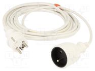 Extension lead; 3x1mm2; Sockets: 1; PVC; white; 5m; 10A; STANDARD PLASTROL