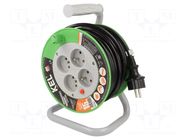 Extension lead; 3x1.5mm2; 15m; PVC; black; Sockets no: 4; reel; 16A KEL