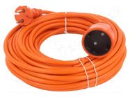 Extension lead; 2x1.5mm2; Sockets: 1; PVC; orange; 15m; 16A KEL