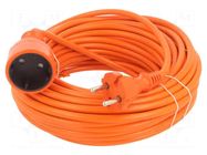 Extension lead; 2x1.5mm2; Sockets: 1; PVC; orange; 20m; 16A KEL