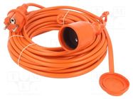 Extension lead; 3x1mm2; Sockets: 1; PVC; orange; 15m; 10A; STANDARD KEL