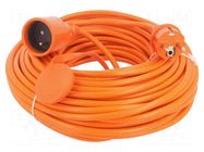 Extension lead; 3x1.5mm2; Sockets: 1; PVC; orange; 30m; 16A KEL