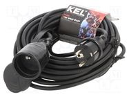 Extension lead; 3x1mm2; Sockets: 1; rubber; black; 15m; 10A KEL