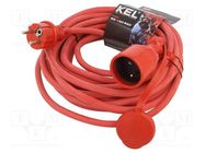 Extension lead; 3x1.5mm2; Sockets: 1; rubber; red; 10m; 16A KEL