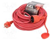 Extension lead; 3x1.5mm2; Sockets: 1; rubber; red; 25m; 16A KEL