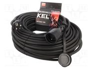 Extension lead; 3x2.5mm2; Sockets: 1; rubber; black; 40m; 16A KEL