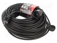 Extension lead; 3x2.5mm2; Sockets: 1; rubber; black; 50m; 16A KEL