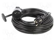 Extension lead; 3x1mm2; Sockets: 1; PVC; black; 20m; 10A; STANDARD KEL